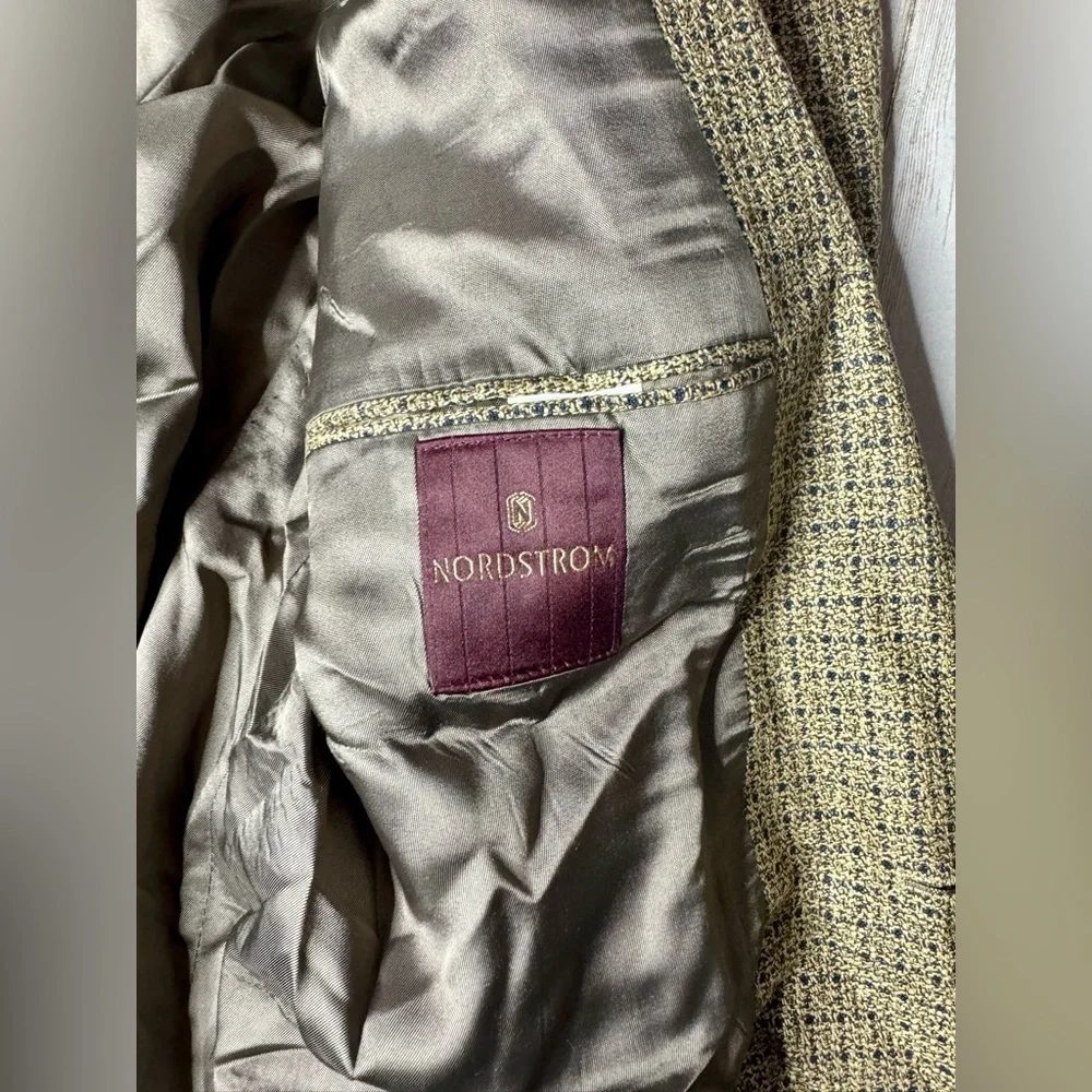 Vintage Nordstrom Men's Silk Wool Light Brown Tweed Blazer 43L
